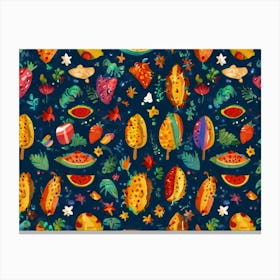 Tropical Fruit Seamless Pattern 1 Canvas Print