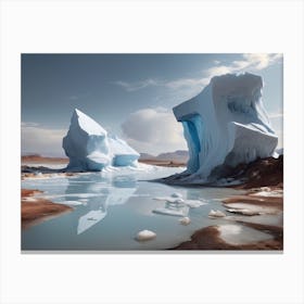 Floating Icebergs On A Desert Canvas Print