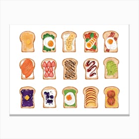 Breakfast Toast Set Landscape Poster Canvas Print