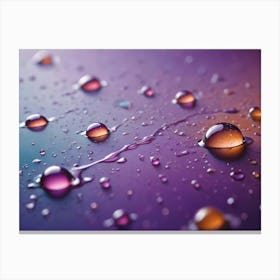 Abstract Design Featuring Water Droplets On A Purple Background, With A Soft Gradient From Blue To Pink Canvas Print