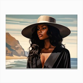 Illustration of an African American woman at the beach 74 Canvas Print