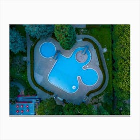 Italy, Milan, San Donato Milanese Aerial view of swimming pool. Beautiful pool ready to holiday tourists. Canvas Print