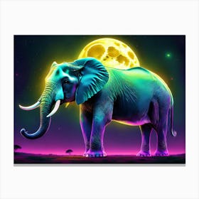 Elephant In The Moonlight Canvas Print