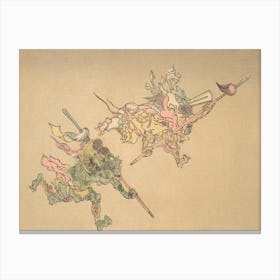 Night Parade of A Hundred Demons Kawanabe Kyosai Vintage Japanese Woodblock Print Yokai 9 Canvas Print