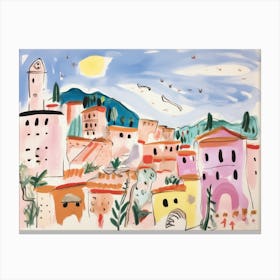 Terni Italy Cute Watercolour Illustration 1 Canvas Print