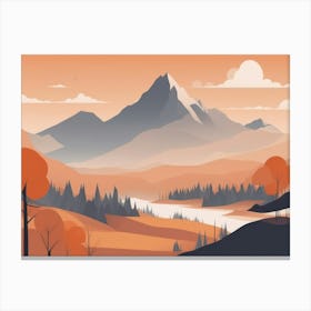 Misty mountains horizontal background in orange tone 83 Canvas Print