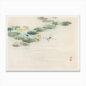 Water Striders In A Lotus Pond, Kōno Bairei Canvas Print