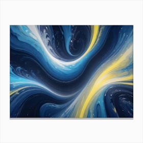 Abstract Image Of Swirling, Fluid Colors In Shades Of Blue, Yellow, And White, Resembling A Galaxy Or A Nebula Canvas Print