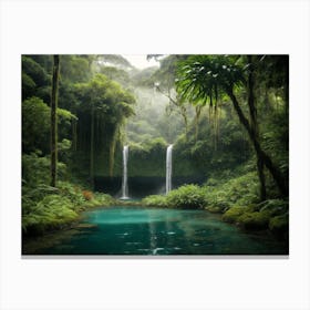 Waterfall In The Jungle Canvas Print