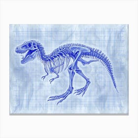 Velociraptor Skeleton Hand Drawn Blueprint 1 Canvas Print