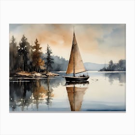 Sailboat Painting Lake House (20) Canvas Print