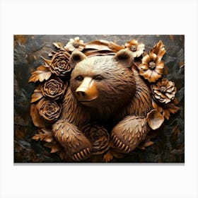 Bear With Flowers Canvas Print