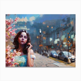 Girl With Flowers Canvas Print