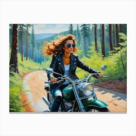 Woman On A Motorcycle 7 Canvas Print