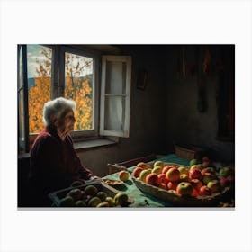 Grandma With Apples Canvas Print