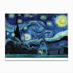 Starry Night Over Totoro Forest - Studio Ghibli Van Gogh Mashup Canvas Print