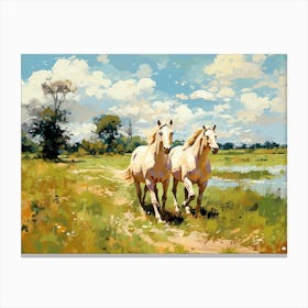 Horses Painting In Buenos Aires Province, Argentina, Landscape 3 Canvas Print