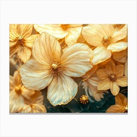 Golden Floral Background, Gold Nature Floral Canvas Print