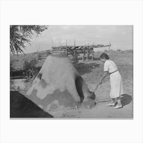 Outdoor Earthen Oven Of Spanish American Family Living Near Taos, New Mexico By Russell Lee Canvas Print