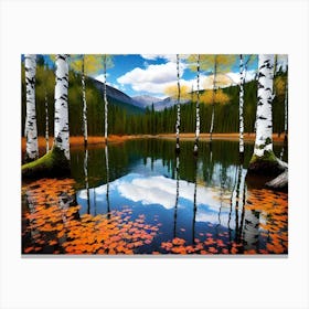 Birch Trees In Autumn 28 Canvas Print