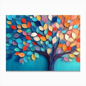 Colorful Tree with Leaves on Hanging Branches 14 Canvas Print