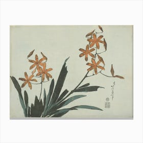 Orange Orchids, Katsushika Hokusai Canvas Print