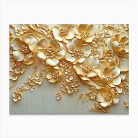 3d Gold Relief Floral 1 Canvas Print