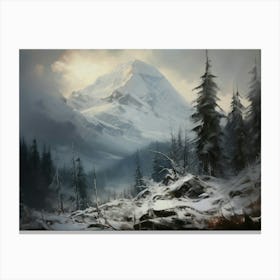 Rustic Winter Painting Vintage Canvas Print