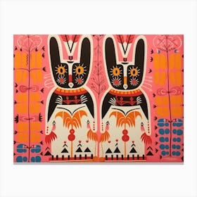 Arctic Hare 3 Folk Style Animal Illustration Canvas Print