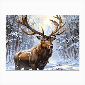 Deer In The Snow Canvas Print