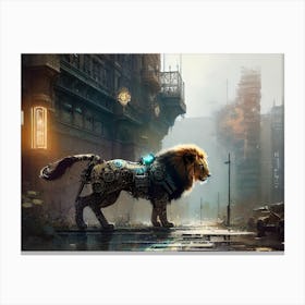 Lion In The City 4 Canvas Print