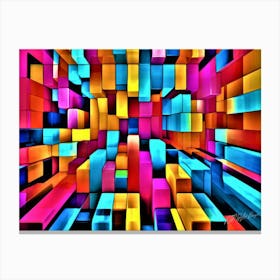 Abstract Op Art - Colorful Cubes Canvas Print