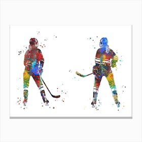 Hockey Player Girls Canvas Print