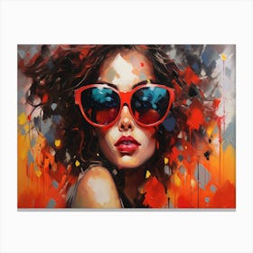 Woman In Red Sunglasses 24 Canvas Print