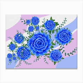 Blooming Blues - Modern Retro Inspired Modern Vibrant Floral Spiral Canvas Print