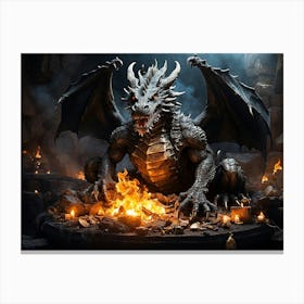 Dragon In The Fire Canvas Print