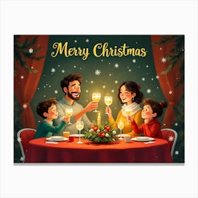 Christmas Dinner With Family Canvas Print