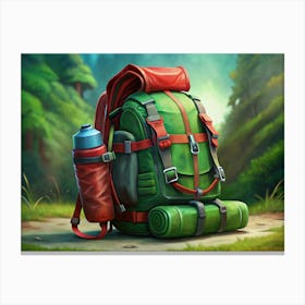 Backpack In The Woods Canvas Print