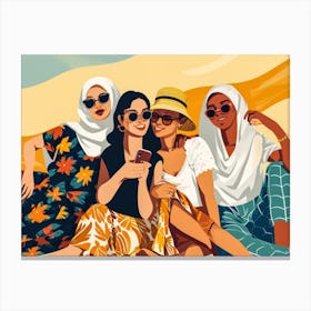 Muslim Women In The Desert Canvas Print