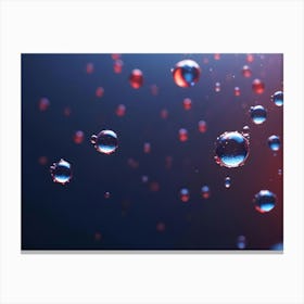 Closeup Photo Of Water Droplets On A Blue Background Canvas Print