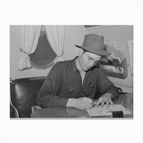 Camp Manager In Trailer Office At The Fsa (Farm Security Administration) Migratory Labor Camp Mobile Unit Canvas Print