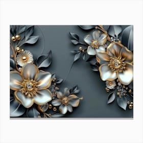 Gold And Silver Flowers Canvas Print