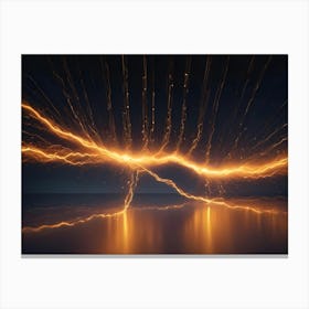 An Abstract Design Of Bright, Glowing Lines Resembling Lightning Bolts, Creating A Sense Of Energy And Movement Canvas Print