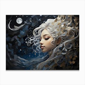 Moon And The Girl Canvas Print