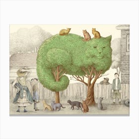 The Cat Topiary Tree Canvas Print
