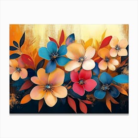 Abstract Background With Colorful Flowers, Modern Luxury Canvas Print