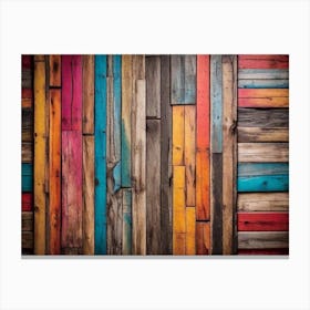 Colorful wood plank texture background 3 Canvas Print