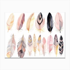 Watercolor Feathers 3 Canvas Print