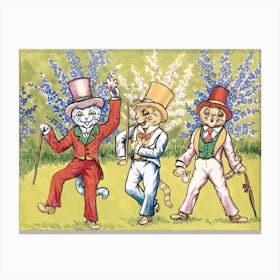 Three Cats Performing A Song And Dance Act Canvas Print