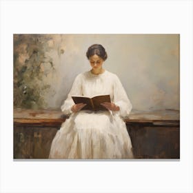 Book Reading Painting Canvas Print